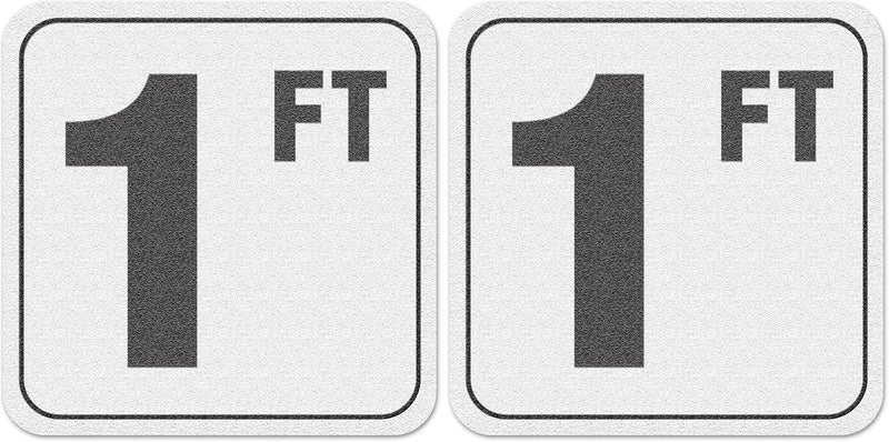 Vinyl Adhesive Swimming Pool Deck Depth Marker 1 FT, 4 inch Font (Pack of 2)